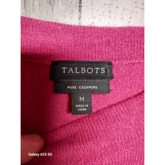Talbots Sweater Women Medium 100% Pure Cashmere Pink Round Neck Barbiecore - Picture 2 of 4
